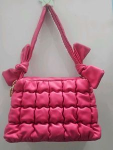 Pink Ruched Chain Bag