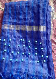 Net Checkered Blue Women Dupatta