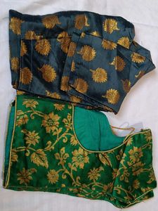 Green & grey combo Embroidered Blouse