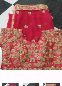 Embroidery Design Saree With Free Size Blouse