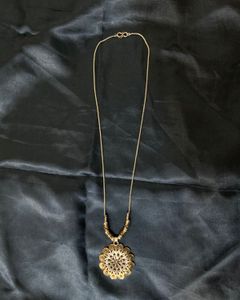 Dual Toned German Silver Floral Pendant Necklace