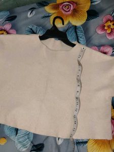 Beige Cropped Knit Sweater