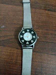 Heart Accented Silver Watch