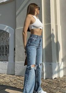 Y2k Pintresty Ripped Knee Jeans
