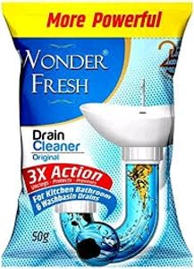 Wonder Fresh Drain Cleaner Powder (50 G pack of 1) Instant Drainage Block Remover Drain Cleaner Removes Clogs, Blockages in Washbasin, Sinks, All Pipes within 30 Minutes Clean