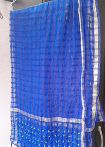 Net Checkered Blue Women Dupatta