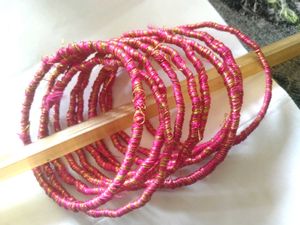 Pink And Gold Combination Bangles