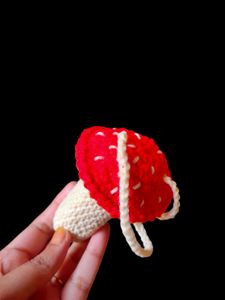 Crochet Mushroom lipstick holder