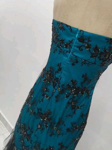Stunning Teal Embroidered Gown Dress