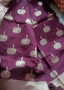 Purple Saree Silver Border Silk Sare