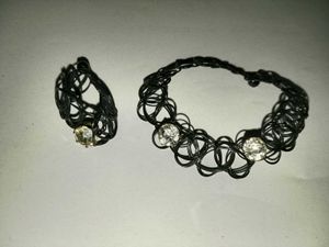 Choker bracelet and ring set