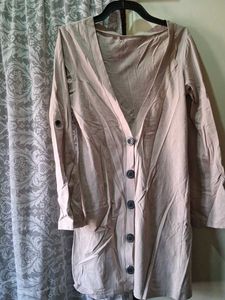 Beige Button-Down Cardigan