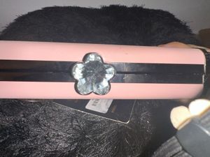 Pink Box Clutch with Diamond Knob &amp; Chain Strap