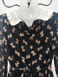 Bow Print Peter Pan Collar Dress