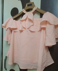 A Beautiful Baby Pink ColourTop 💗✨ Worked On Neck ✨