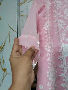 Pink Embroidered Kurta and dupatta