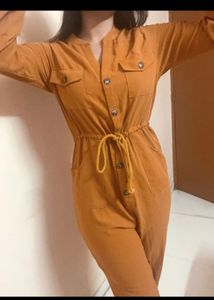 Shein Mustard Solid Jumpsuit