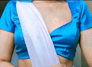 Satin Non Padded Deep Neck 1 Hook Backless Blouse