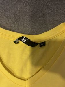 Yellow V Neck Fitted Top