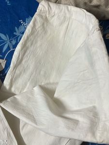 White Embroidered Trousers