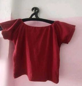 Red Crop Top with Bow Detail