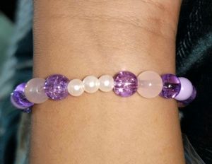 Pink Flower Beaded Bracelet