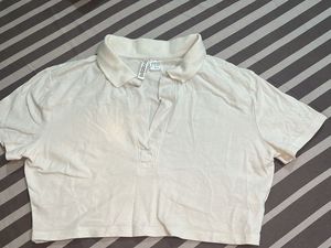 H&M White Polo Crop Top