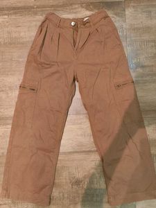 Brown Wide Leg Cargo Pants