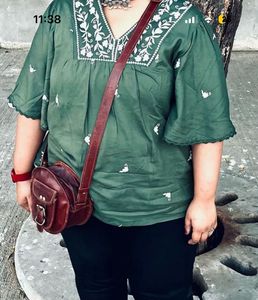 Embroidered Green Top