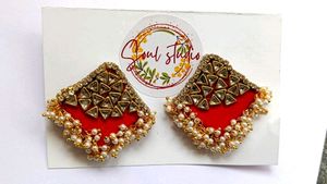 Statement Red & Gold Earrings