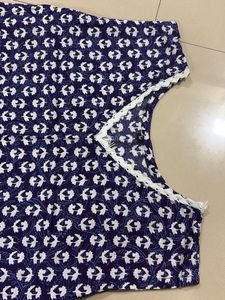 Cotton Blue Short Kurti For Daily Wear