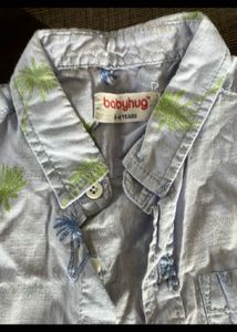 Babyhug Outfit - Corduroy Pants &amp; Palm Print Shirt