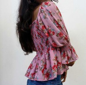 Floral Print Peplum Top