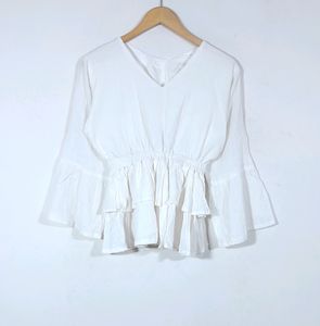 Peplum V Neck Tops(Women's)