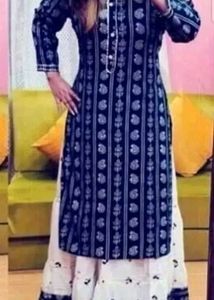 Red Printed Kurti Set