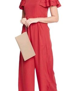 Stylish Red Ruffled Jumpsuit
