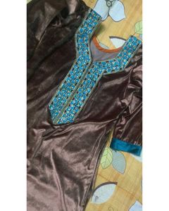 Brown Velvet Kurta Set