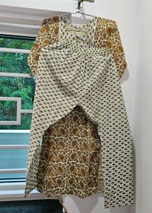 Printed Mustard Kurta Set