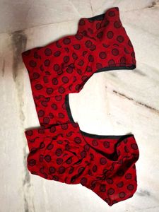 Red &amp; Black Printed Blouse