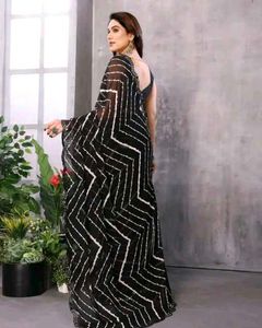 Elegant Black &amp; White Saree