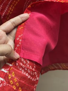 Red Kota Doria Chunri Print Kurta