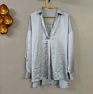 Satin Silk Long Blouson