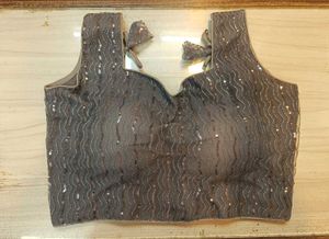 Grey Net & Sequins Blouse