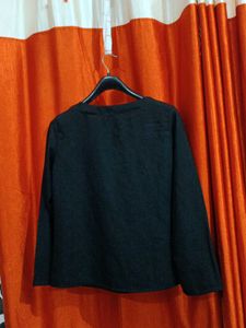 Embroidered Black Long Sleeve Top