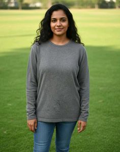 Grey Long Sleeve Woollen Top