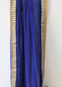 Blue Embroidered Kurta With Dupatta