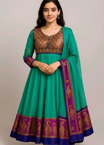 Women Anarkali Style Dress With Dupatta