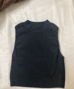 Black Trendy Crop Top High Neck For Women
