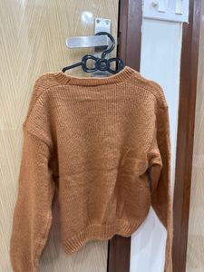 Brown Knit Cardigan Sweater