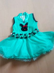 Cute Green Dress with Bunny Applique